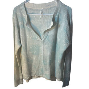 Anthropologie Light Blue V-Neck Sweater Top Size medium linen blend